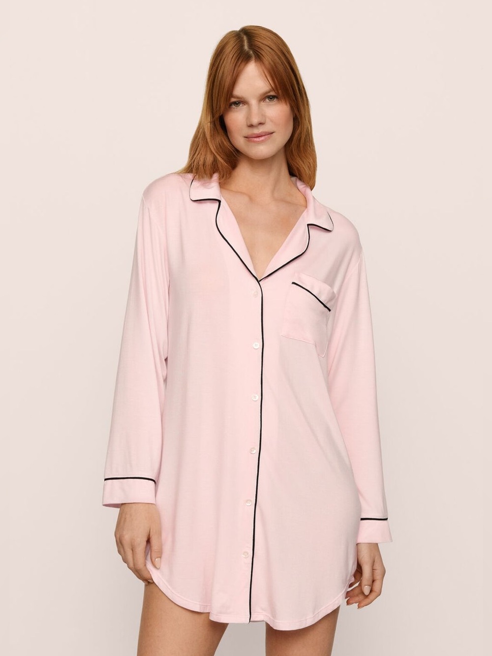 Eberjey Gisele TENCEL Modal Sleepshirt Sorbet Pink Black Nightshirt Small